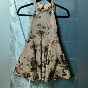 Beutifull Floral Halter Dress with Glitter Accents for girls